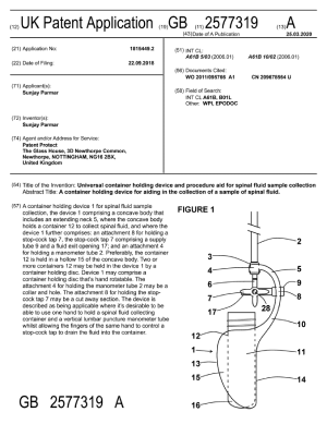 Sunjay Parmar UK Patent Lumbar Puncture Device